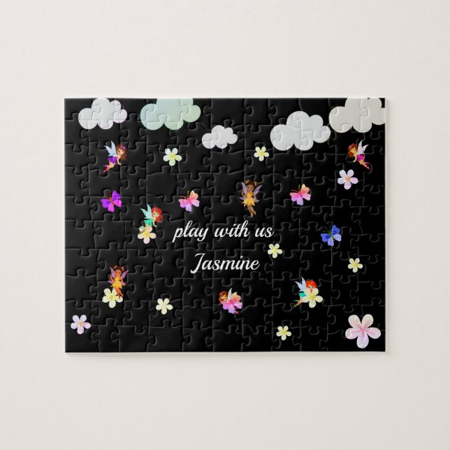 Personligt namn Girls Fairies Pussel (Horisontell)