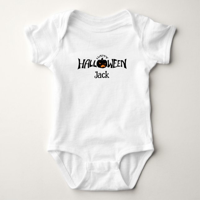 Personligt namn glad Halloween  T Shirt (Framsida)
