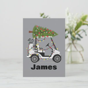 Personligt Namn Golfare Jul Golfkärra Xmas Julkort
