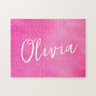 Personligt namn gradient ombre rosa pussel