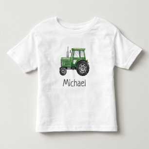 Personligt Namn Grön Traktor Gård Vattenfärg T Shirt