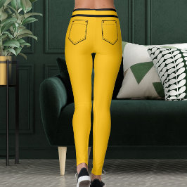 Personligt Namn Gula Orange Svarta Ränder Present Leggings