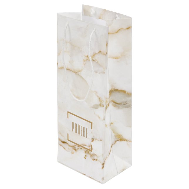 Personligt Namn Guld Effekt Marmor (Baksidan Vinklad)