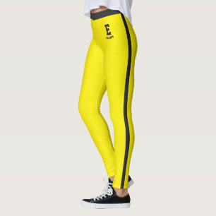 Personligt Namn Gult Kol Svarta Ränder Leggings
