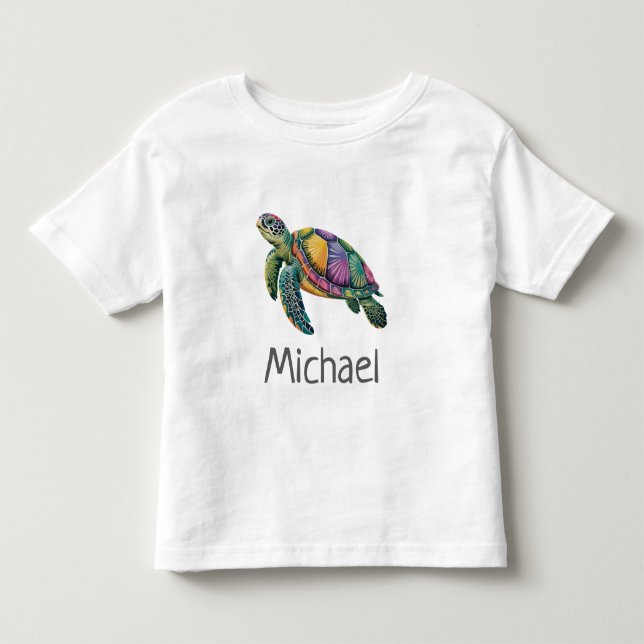 Personligt Namn Havssköldpadda Ocean  Marin  T Shirt (Framsida)