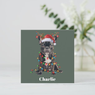 Personligt Namn Jul Fransk Bulldog Hund Julkort