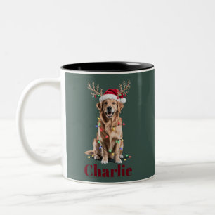 Personligt Namn Jul Golden Retriever Hund Två-Tonad Mugg