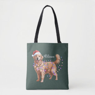 Personligt Namn Jul Golden Retriever Hund Tygkasse