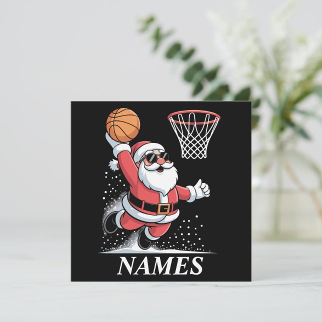 Personligt Namn Jul Santa Dunking Basketboll Julkort (Stående Fram)