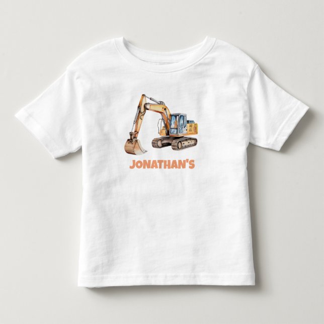 Personligt Namn Konstruktionsfordon Grävmaskin   T Shirt (Framsida)