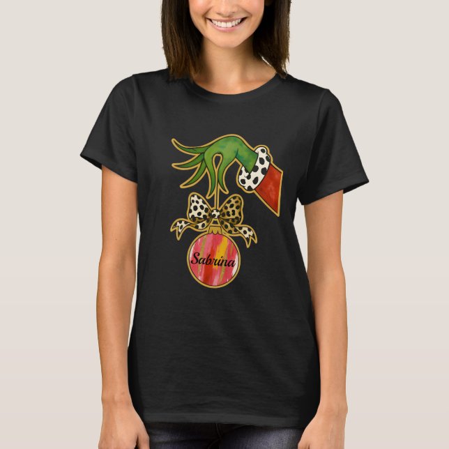 personligt namn Leopardbåge Papegoja Ornament T Shirt (Framsida)