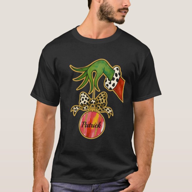 personligt namn Leopardbåge Papegoja Ornament T Shirt (Framsida)