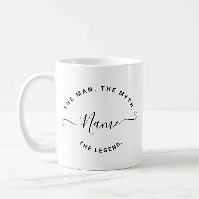Personligt Namn Mannen Myten Legenden Kaffemugg (Vänster)