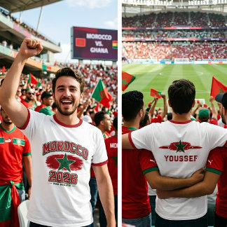 Personligt Namn Marockanska Flaggan Stjärna Patrio T Shirt