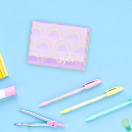 Personligt namn med söt pastell regnbågsmönster post-it block