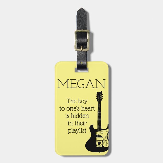 Personligt Namn Modern Minimal Elektrisk Gitarr L Bagagebricka (Vertikal Framsida)