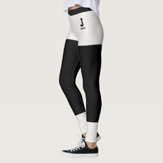 Personligt namn Modern Neutral Svart Monogram Leggings