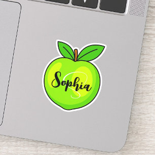 Personligt namn & monogram Grön Lime Lärare Klistermärken
