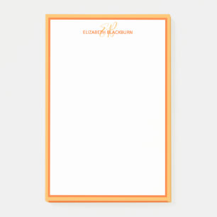 Personligt Namn Monogram Initialer Orange Chic Post-it Block