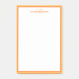 Personligt Namn Monogram Initialer Orange Chic Post-it Block