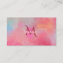Personligt namn + monogram Rosa vattenfärg bläck
