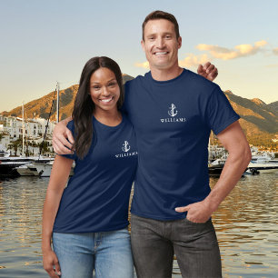 Personligt namn nautiskt båtankare t shirt