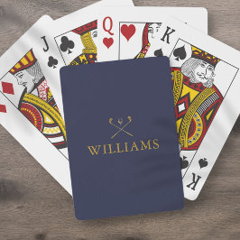 Personligt Namn Navyblå Och Guldgolfklubbor Casinokort