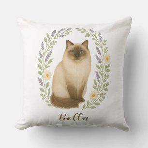 Personligt namn på blomster Ragdoll katt ram Kudde