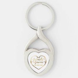 Personligt Namn på Metallnyckelring för Eviga Vänn Twisted Heart Silverfärgad Nyckelring