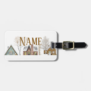 Personligt namn på snöig by bagagebricka