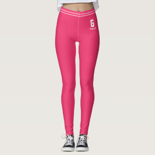 Personligt namn röd rosa vit randig monogram leggings