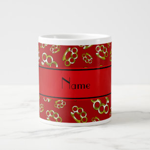 Personligt namn röda mässingsknogar jumbo mugg