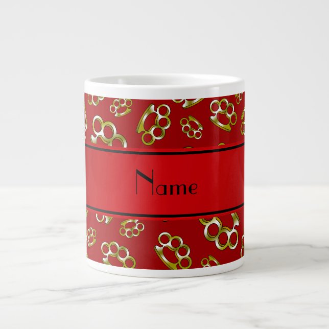 Personligt namn röda mässingsknogar jumbo mugg (Framsidan)