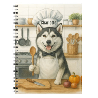 Personligt Namn Rolfig Siberian Husky Hund Kock Anteckningsbok