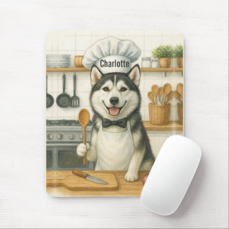 Personligt Namn Rolig Siberian Husky Hund Kock Musmatta