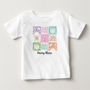Personligt Namn Rutig Pastell Färg Påsk Coquette T Shirt