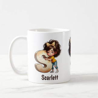 Personligt namn & S Sömnig morgon-rutig karaktär Kaffemugg
