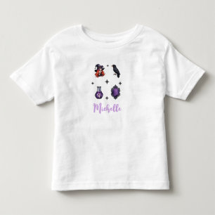Personligt namn Söt häxa och kråka Halloween T Shirt