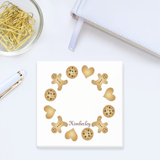 Personligt namn Söt kakor Pepparkaksman Post-it Block (Skapare uppladdad)