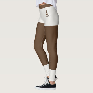 Personligt namn Söt Neutral Djup Mocha Monogram Leggings