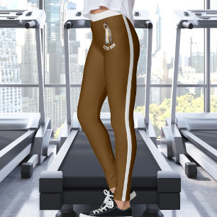 Personligt Namn Söt Siamese Katt Husdjur Foto Brun Leggings
