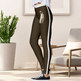 Personligt Namn Söt Siamese Katt Husdjur Foto Brun Leggings