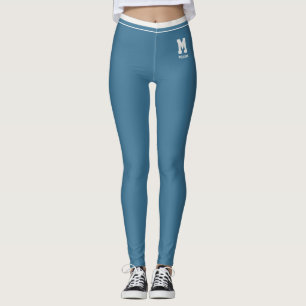 Personligt namn Söt skifferblå neutral randig Leggings