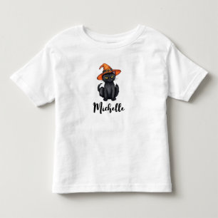 Personligt namn Söt spöklik svart katt Halloween T Shirt