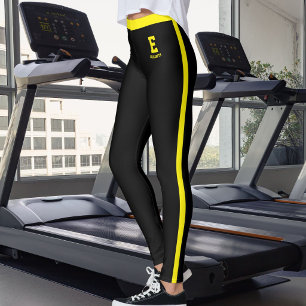 Personligt namn Söt svart gul randig anpassad Leggings