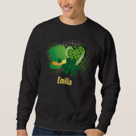 Personligt Namn St Patricks Day Shamrock Klöver Lång Ärmad Tröja