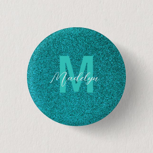 Personligt namn Stilig glittergrön Knapp (Framsida)