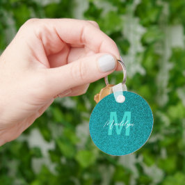 Personligt namn Stilig glittergrön Nyckelring