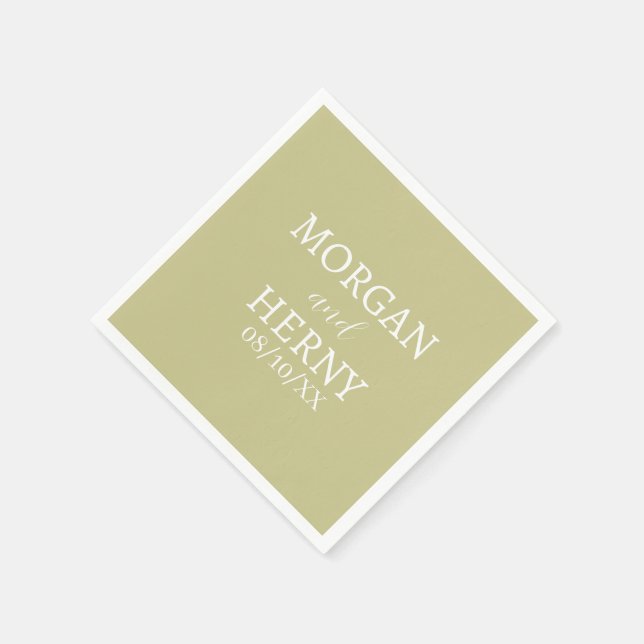 PERSONLIGT NAMN STILIGT MODERNT BRÖLLLOP  PAPPERSSERVETT (Hörn)