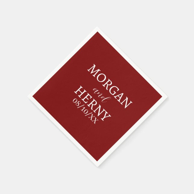 PERSONLIGT NAMN STILIGT MODERNT BRÖLLLOP  PAPPERSSERVETT (Hörn)